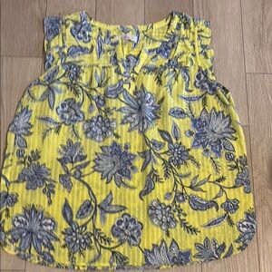 Floral Sleeveless Yellow and Blue Top